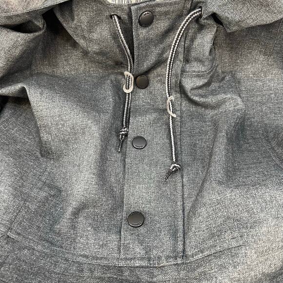 Dravus Heading Nowhere Jacket Men's L Grey Quarter Snap Hooded Anorak Coat EUC - Picture 11 of 15